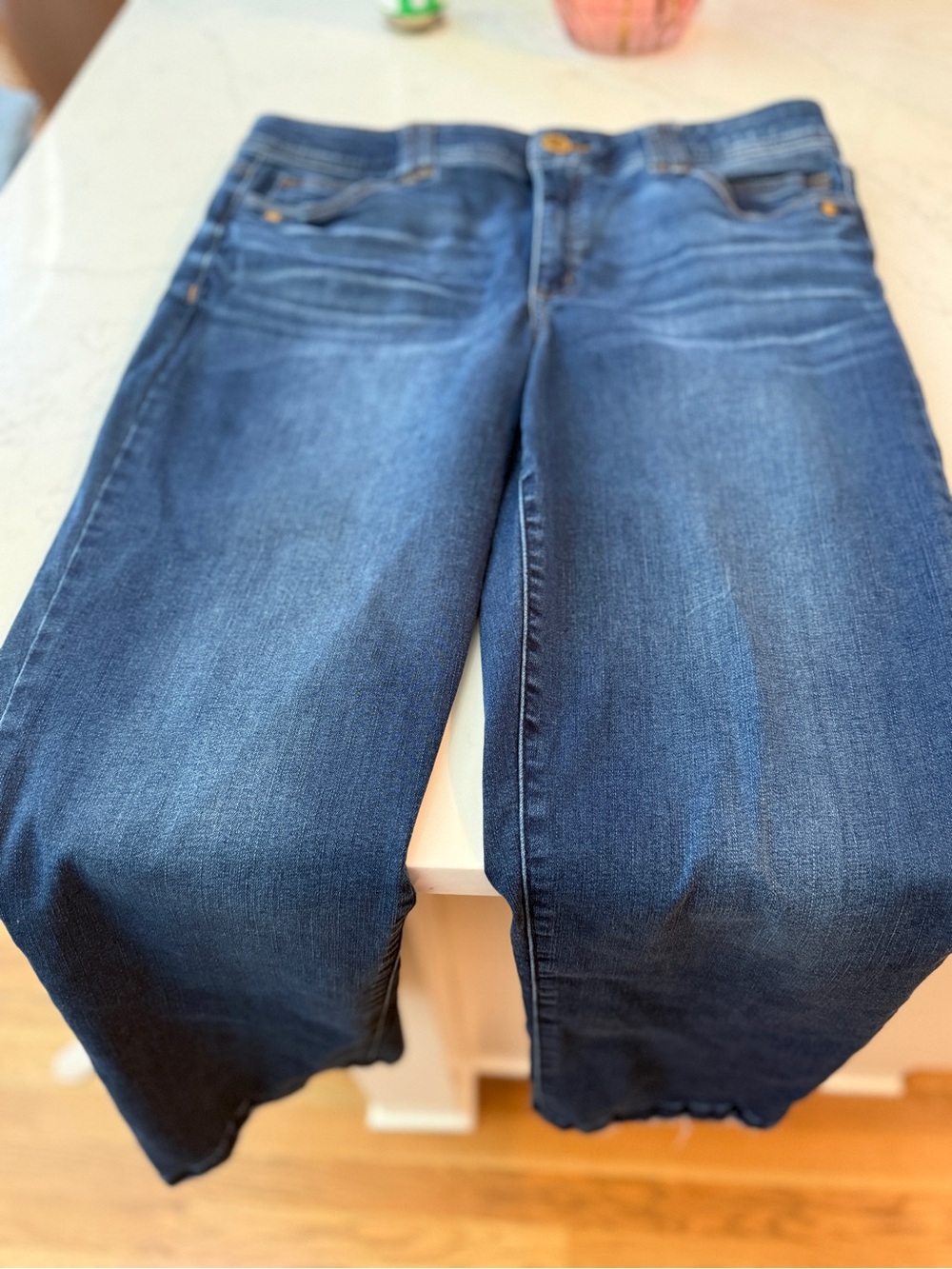 Democracy Women's Blue Stretch Jeggings with Contrast Black Waistband